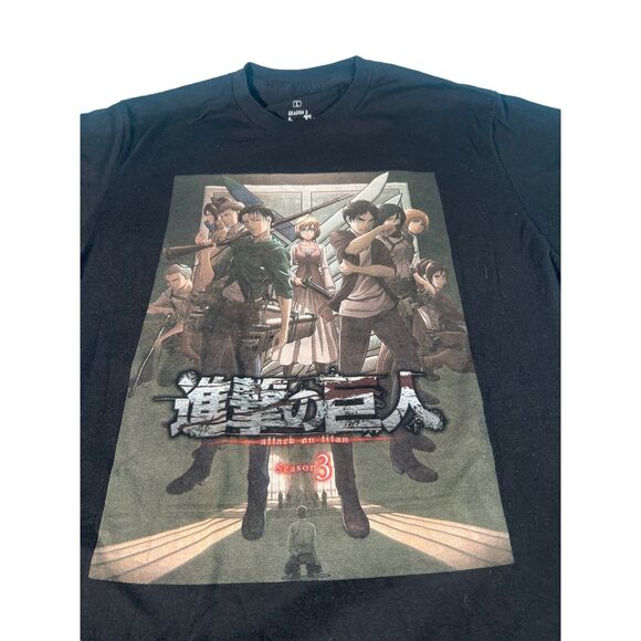 Anime On Titan Season 3 Graphic Tee Collection Black T-Shirt Mens Large Adult - Picture 1 of 7
